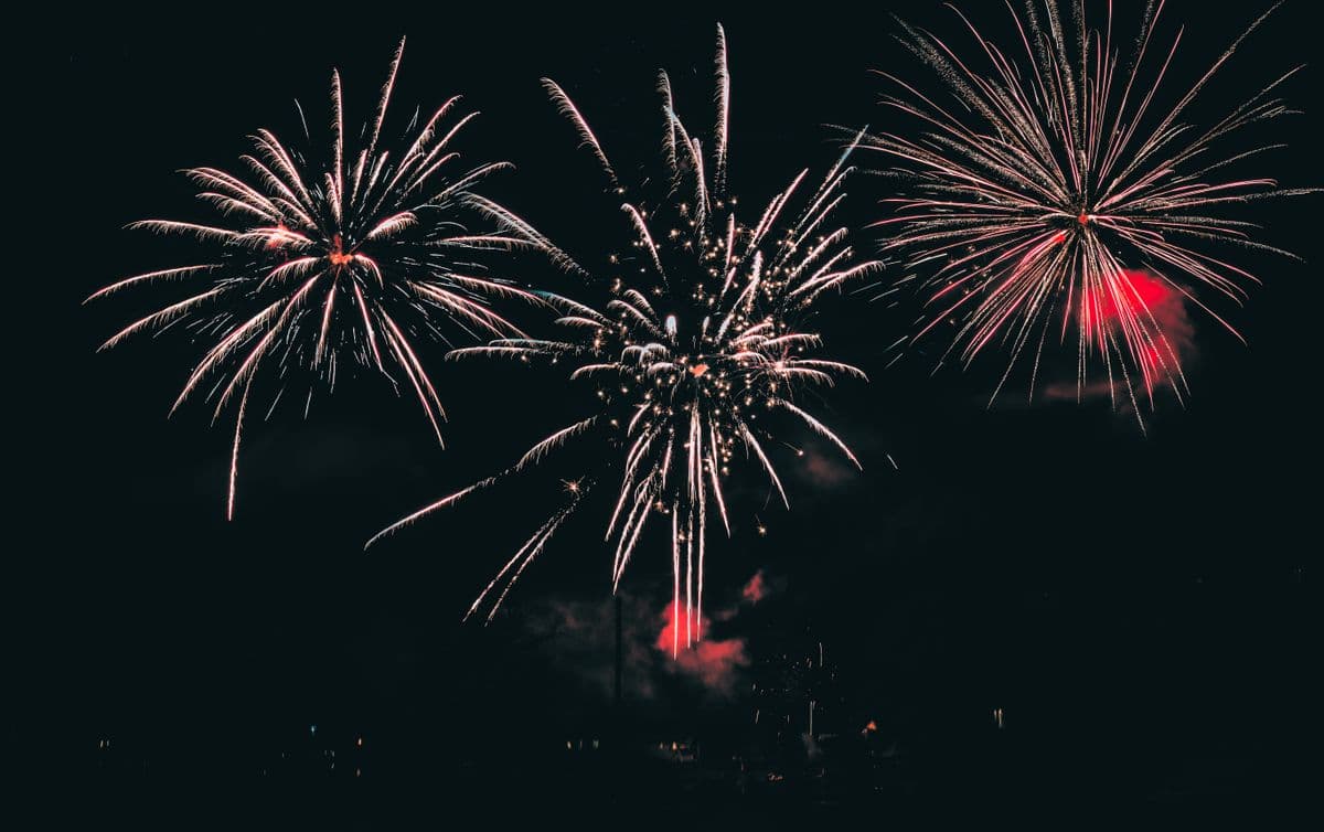 Colorful fireworks bursting in the night sky