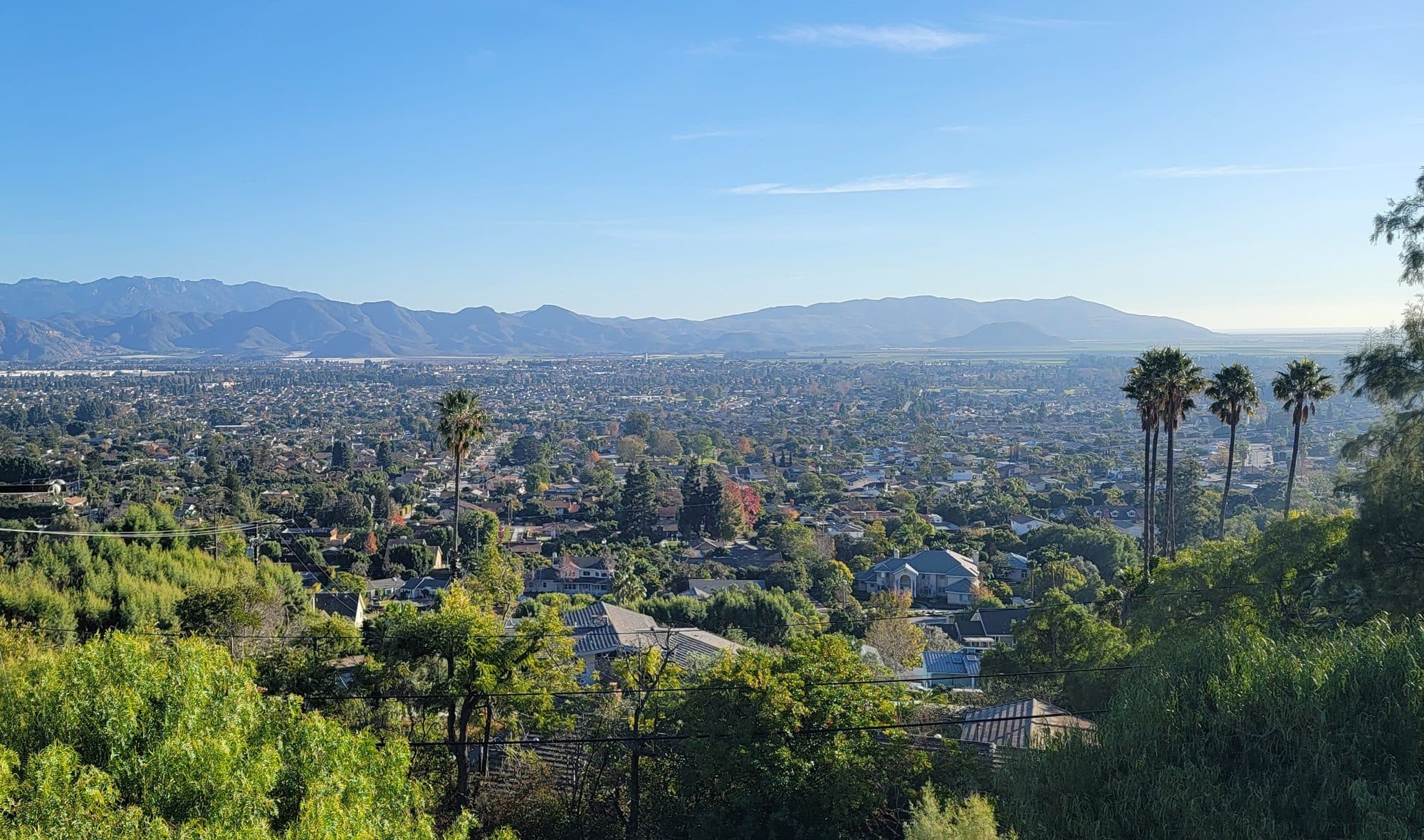 Camarillo seen from the hills above town, looking across the city toward the mountains