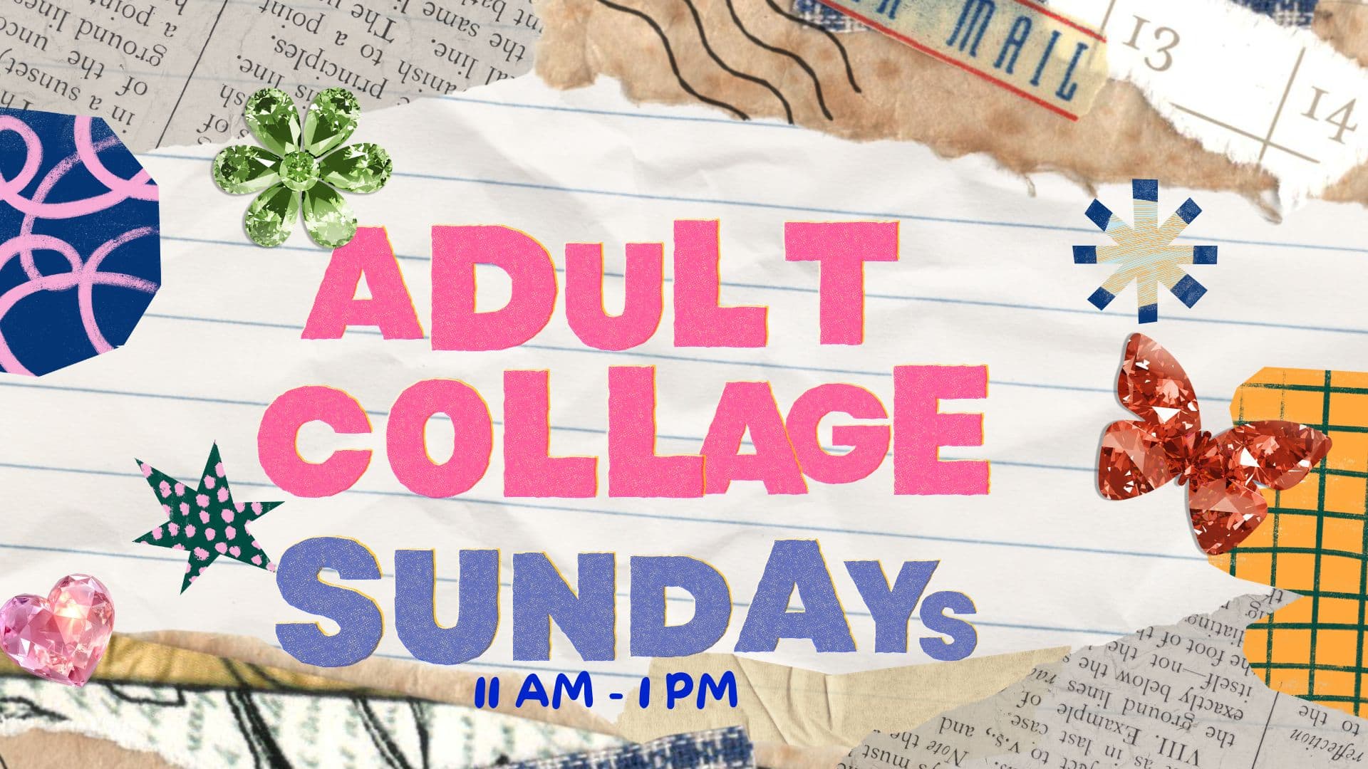 Adult Collage Sunday at Hill Road Library